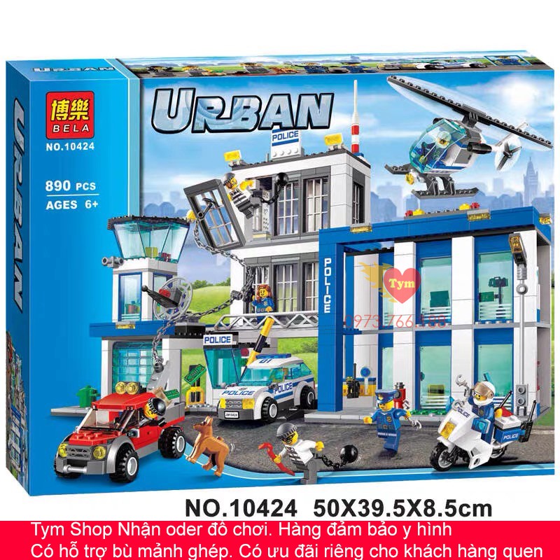 Đồ chơi xếp hình Lego Trụ Sở Cảnh Sát Bela 10424 Lego City Police Station  60047 Mẫu lắp ráp lego cho bé Xe cảnh sát