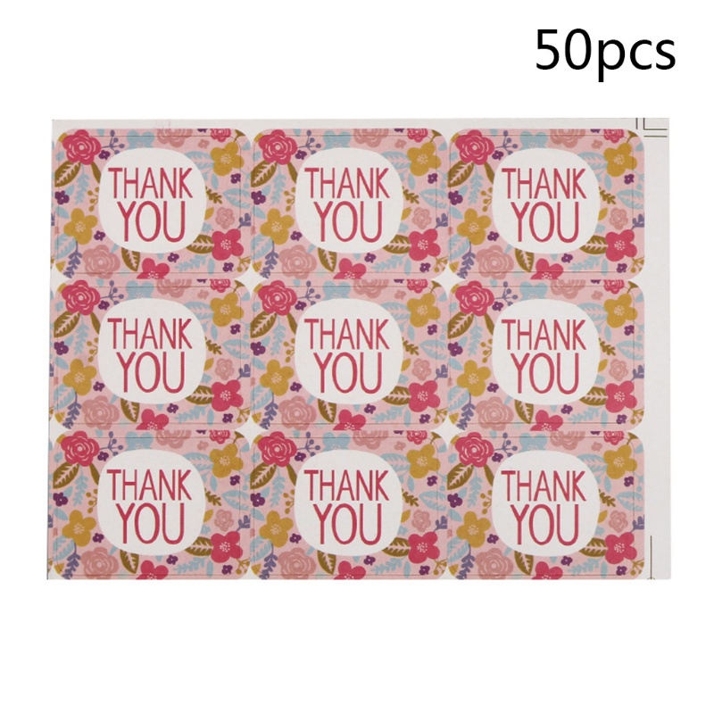 Set 50 Tấm Nhãn Dán Trang Trí Quà Tặng Tiệc Cưới In Chữ Thank You