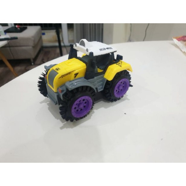 ASD DX Xe ô tô đồ chơi chạy pin,xe chuyển vận nông trại cho bé, chạy bằng pin tiểu (màu vàng bánh tím-chưa kèm pin) nhựa