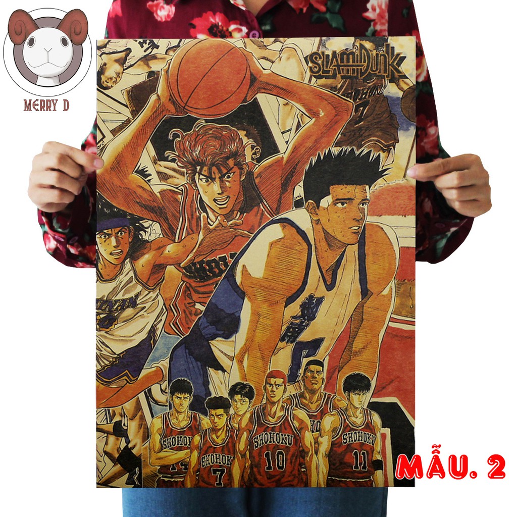 POSTER 51x36cm SLAM DUNK Vintage - HANAMICHI HARUKO SHOHOKU BÓNG RỔ ANIME - Poster Trang Trí Vintage