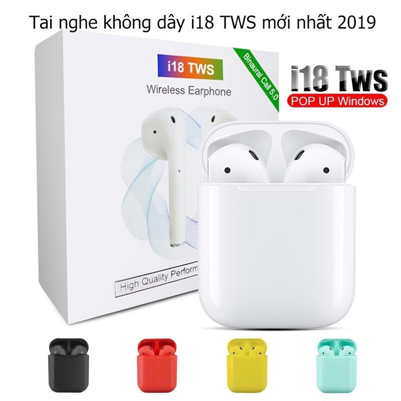 Tai Nghe Không Dây I18 Tws Bluetooth 5.0 Điều Khiển Cảm Ứng Âm Thanh 3D Cho IPhone Xiaomi Huawei