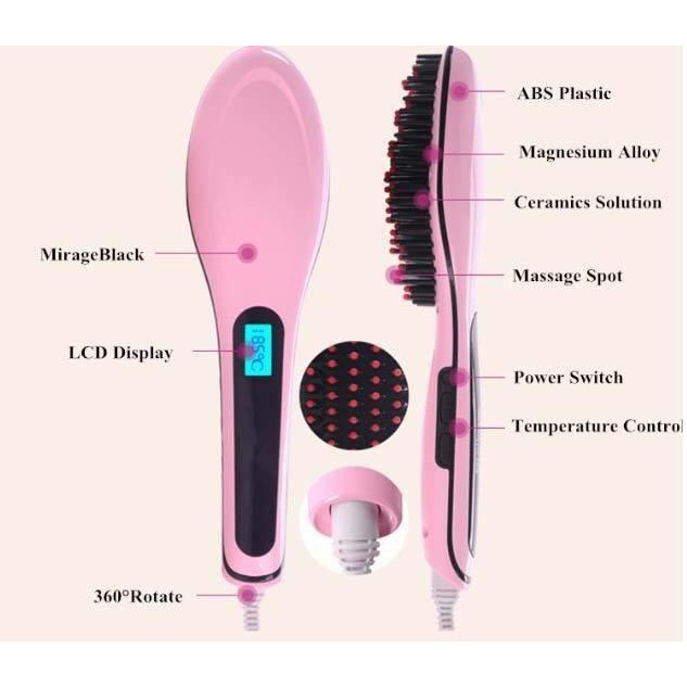 Lược điện tự động chải thẳng tóc HQT906 (Hồng)