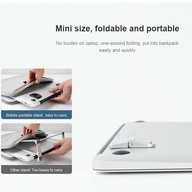 Giá đỡ laptop di động Nillkin Bolster và Baseus Papery Notebook Holder tản nhiệt cho Macbook siêu mỏng dạng kickfl