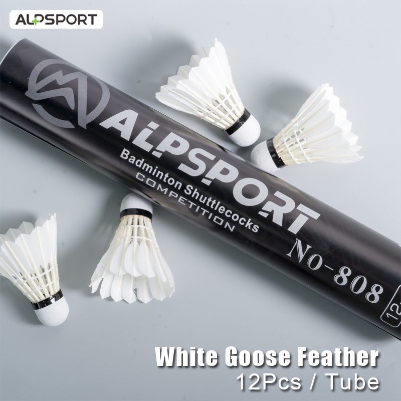 Set 12 quả cầu ALPSPORT 808 808 76-77 bằng lông ngỗng màu trắng bền chất lượng cao hỗ trợ luyện tập tốc độ
