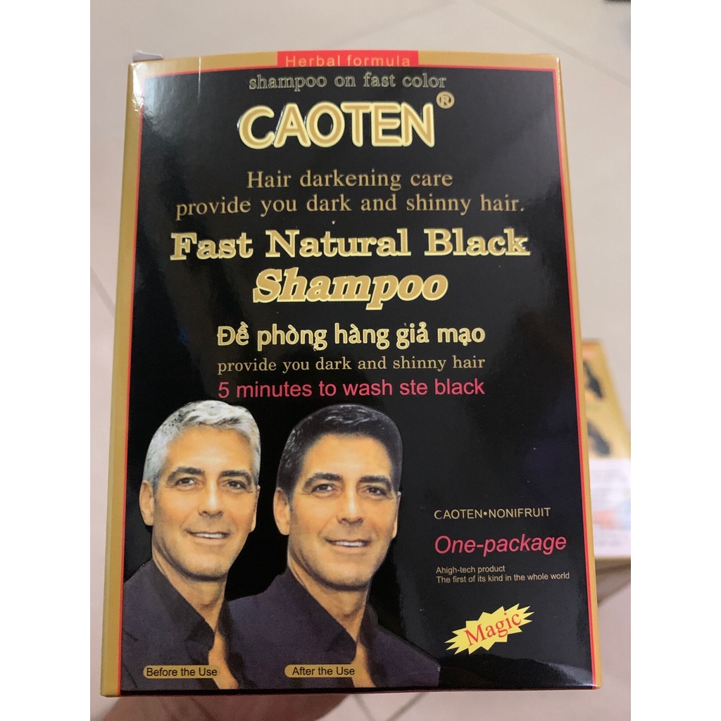 Gói Dầu Gội Nhuộm Đen Tóc Giúp Cho Tóc Bạc Thành Tóc Đen Yicaoten Fast Natural Black Shampoo 30ml + Kèm Bao Tay
