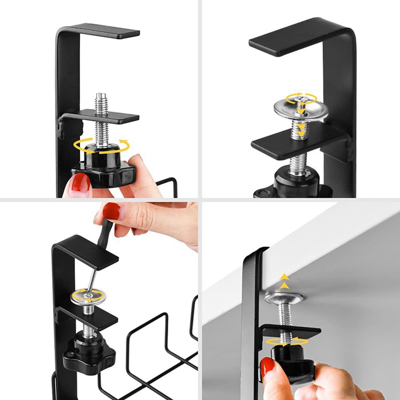 Dụng Cụ Sắp Xếp Dây Cáp Dưới Bàn Bằng Kim Loại Sức Chứa Cao 40x13.5x15cm