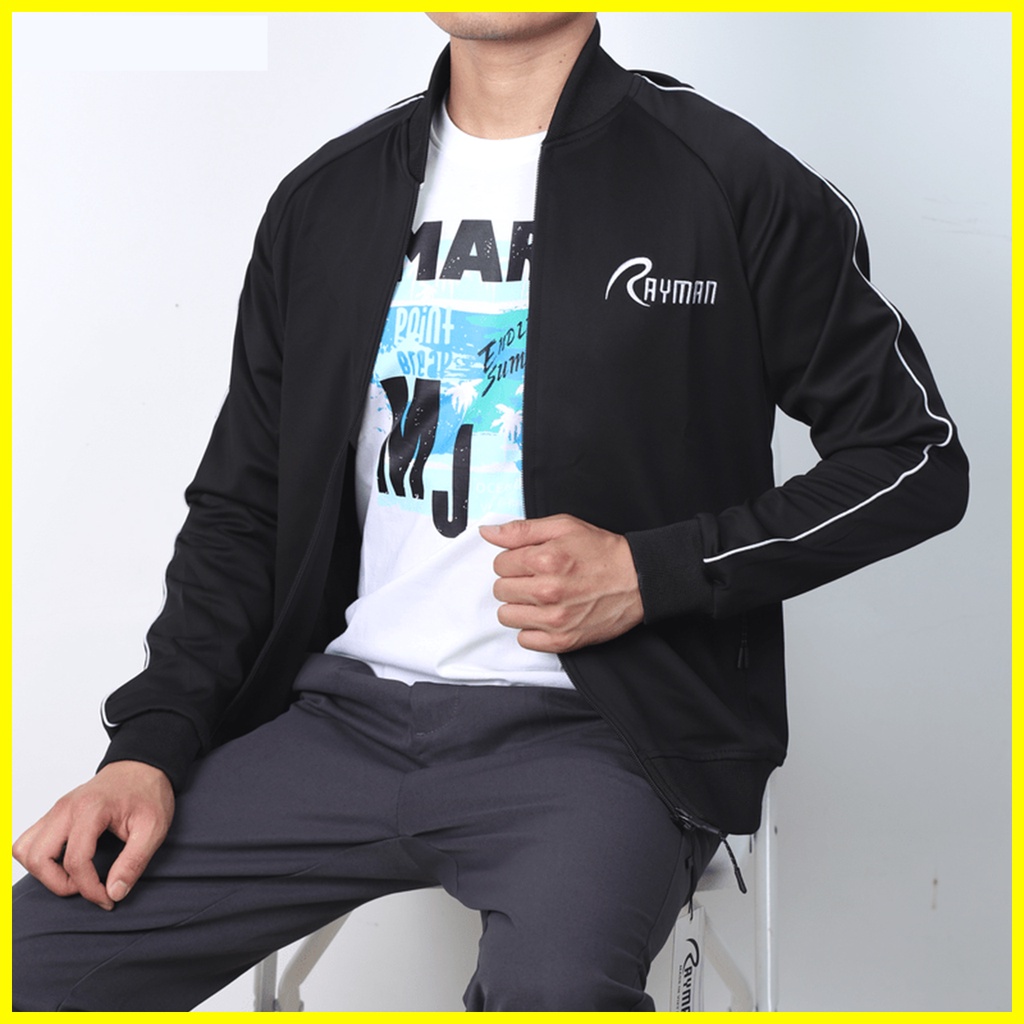 Áo Khoác Nam Bomber Vải Poly 2 Da Cao Cấp, Phối Lé Sọc Trắng Thời Trang mã KHOAC.35