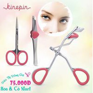 Combo bộ kẹp bấm mi, nhíp và kéo tỉa chân mày kinepin.