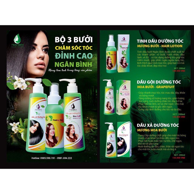 Tinh dầu bưởi, Dầu gội bưởi, dầu xả sữa dừa chính hàng công ty mỹ phẩm Ngân Bình ( Có tem điện tử ) . | BigBuy360 - bigbuy360.vn