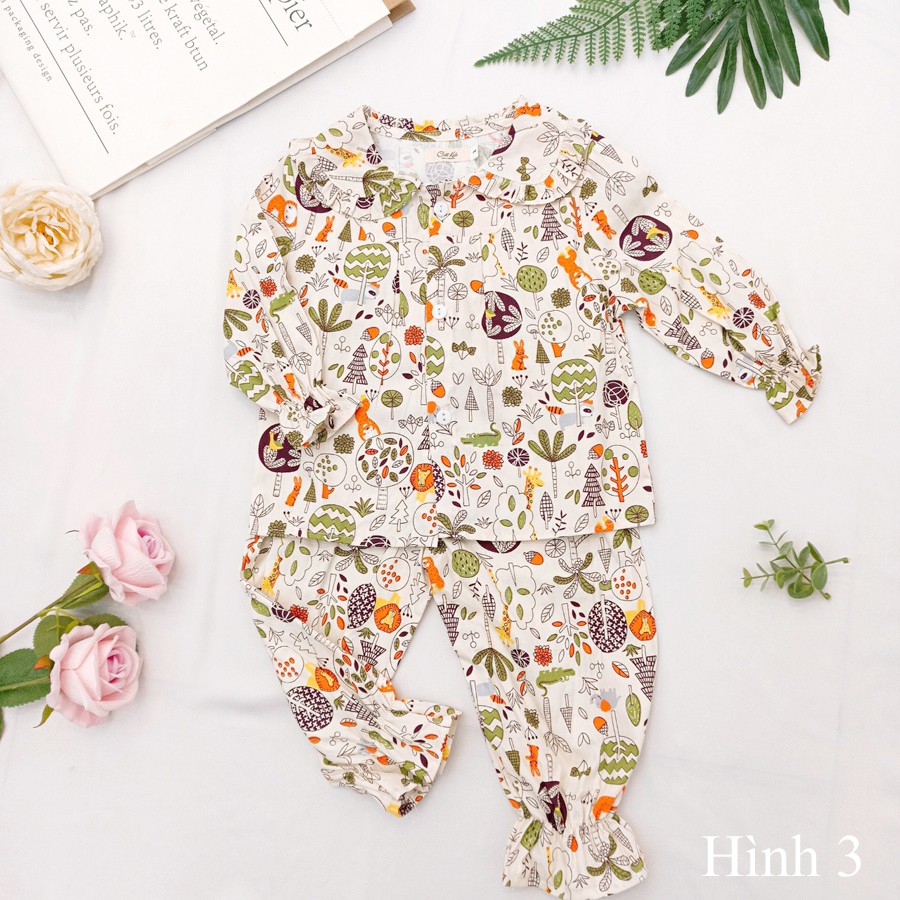 Pijama thô lụa in hình cho bé gái từ 8 đến 26kg 02