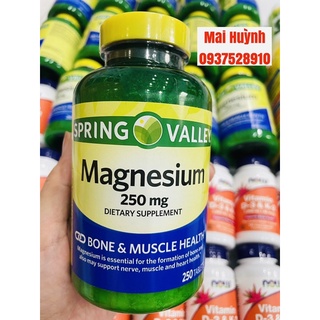 Viên uống bổ sung giúp chắc khỏe xương và cơ bắp spring valley magnesium 250mg 250 viên