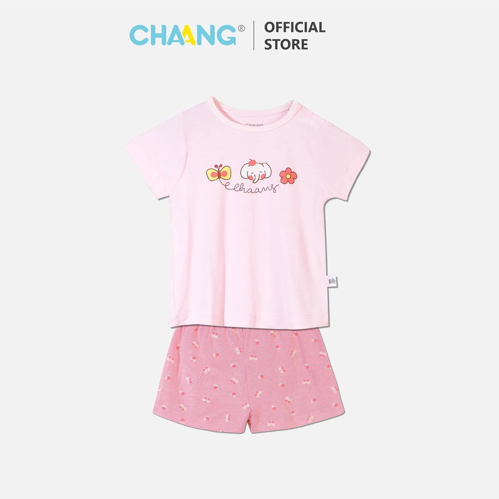 Bộ cộc tay cài vai CHAANG vải cotton bé trai bé gái mỏng hè mát