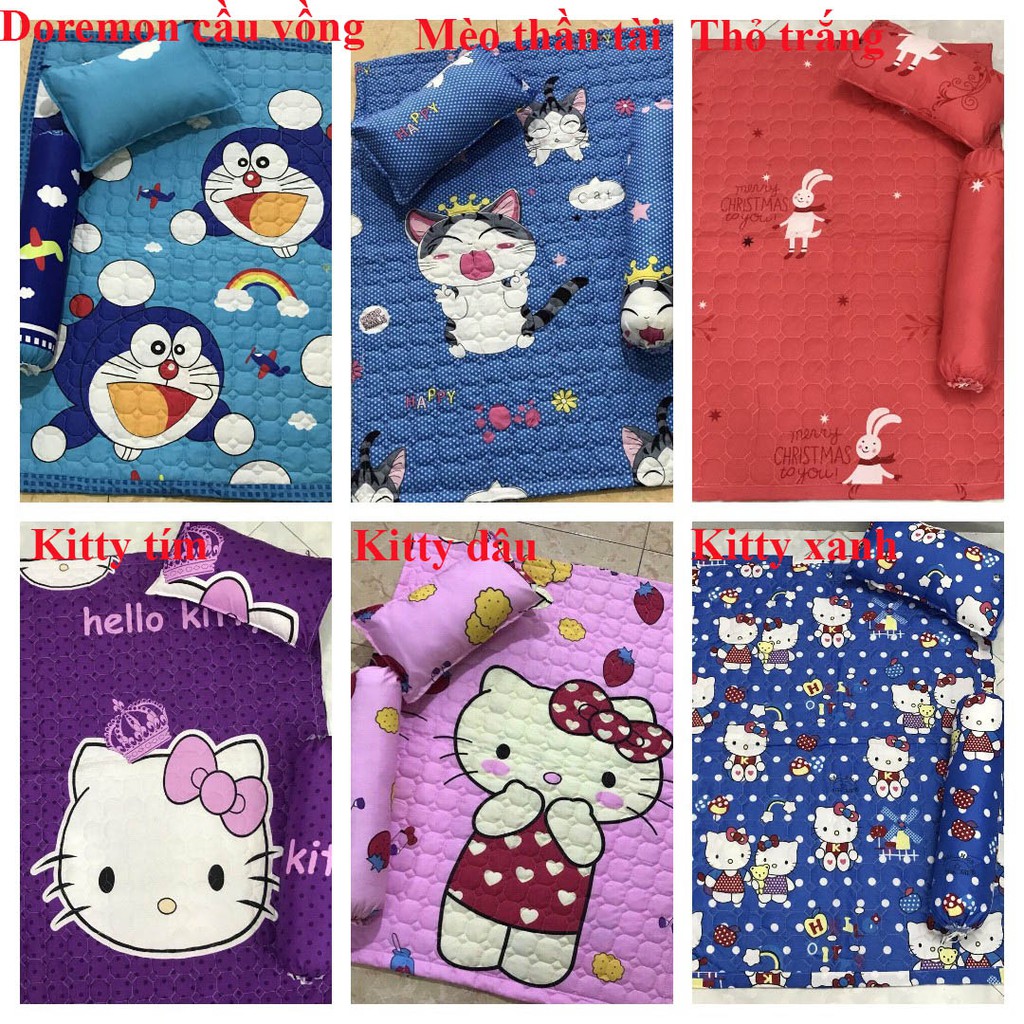 [Free ship-Xả kho cắt lỗ]Set chăn gối cho bé 5 món,sẵn hàng tp HCM,chát chọn mẫu-hello kitty ôm dâu