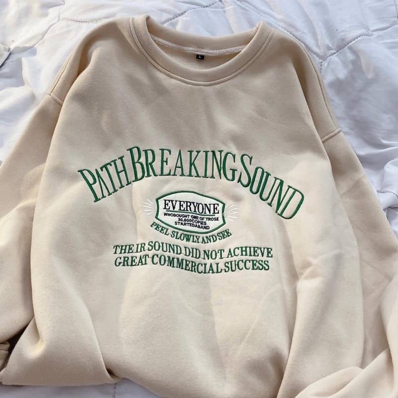 Sweater Nỉ Bông Unisex BREAKING SOUND màu BE 🧸  🧸 Nam nữ unisex 🧸  🧸 ÁO SWEATER form rộng Jaystoree2