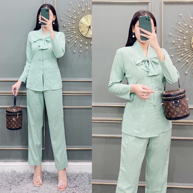 [HÀNG CAO CẤP] Đồ Lam Đi Chùa Thắt Nơ Ngực