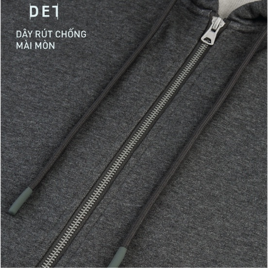 Áo khoác nam Hoodie DETERMINANT vải da cá - kháng khuẩn - ngăn mùi - màu xám - Heather Grey [DETH01]