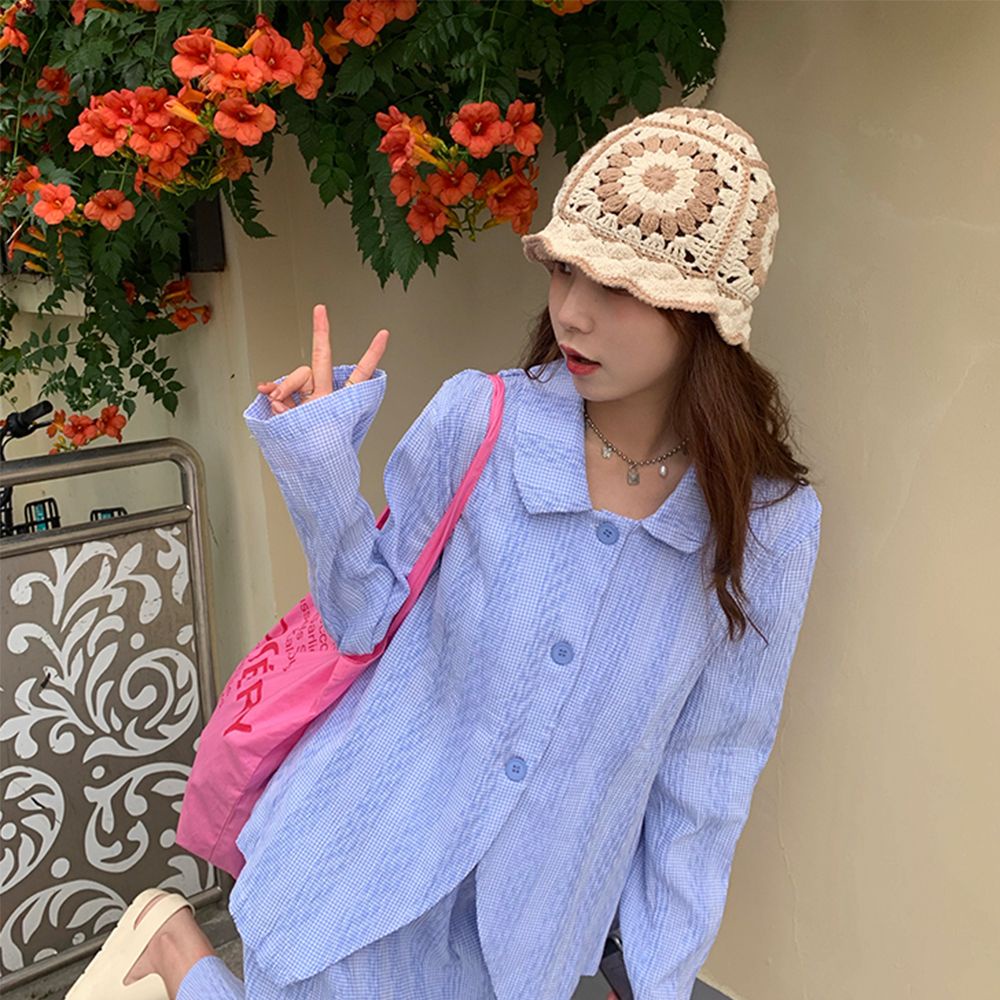 Nón tai bèo dệt kim chống nắng phong cách Hàn Quốc cho nữ