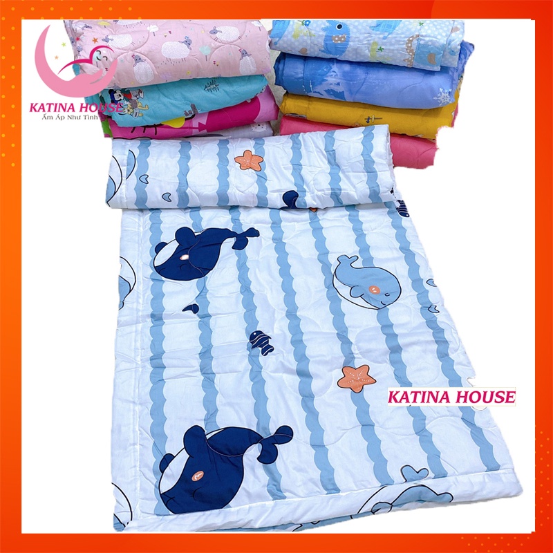 Mền trẻ em 1.5x1.8m vải cotton satin hàn quốc mềm chần gòn lông vũ mỏng siêu mềm mại, thoáng mát