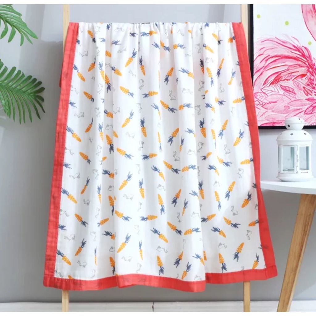 Khăn tắm aden 4 lớp có viền mềm mại cho bé, Khăn xô tắm cho bé sơ sinh KT 110x110cm Thị Nắng Store