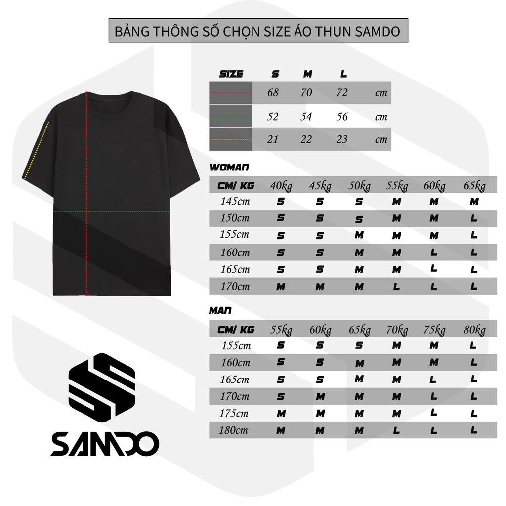 Áo thun tay lỡ Unisex SAMDO form rộng mặt cười logo phản quang