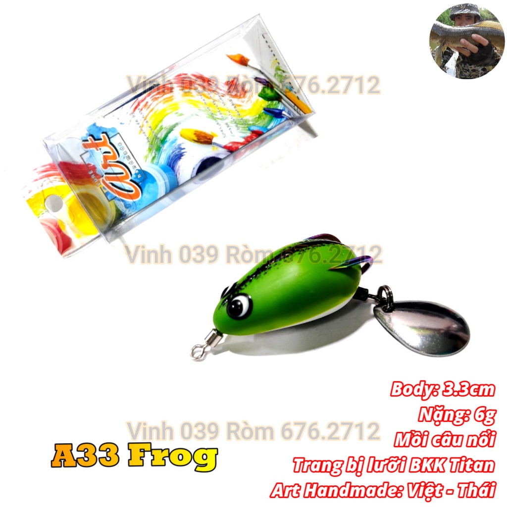 Nhái Hơi A33 - Mồi câu cá lóc - Lưỡi BKK Titan
