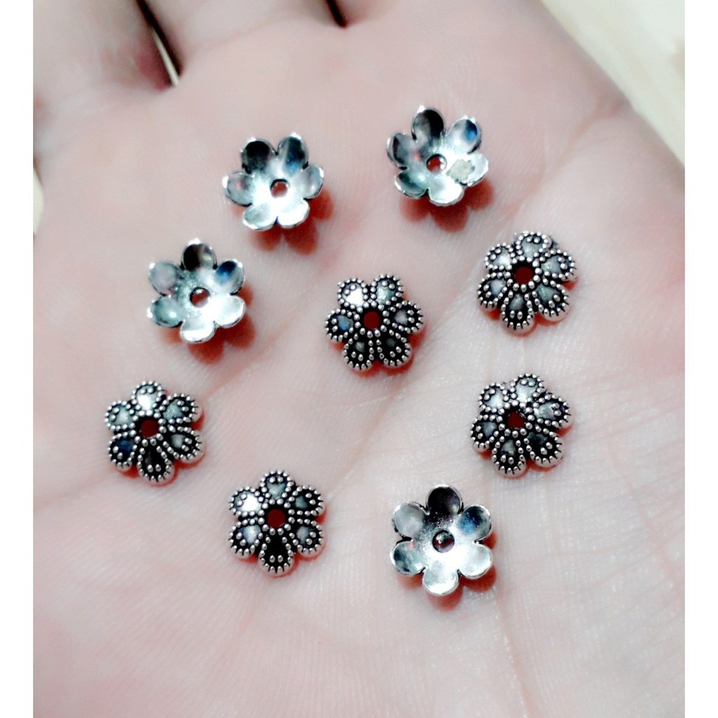 Charm bạc cổ " chụp hạt 6mm - 8mm - 10mm [ 50 gram = 23k / 1 gói ]