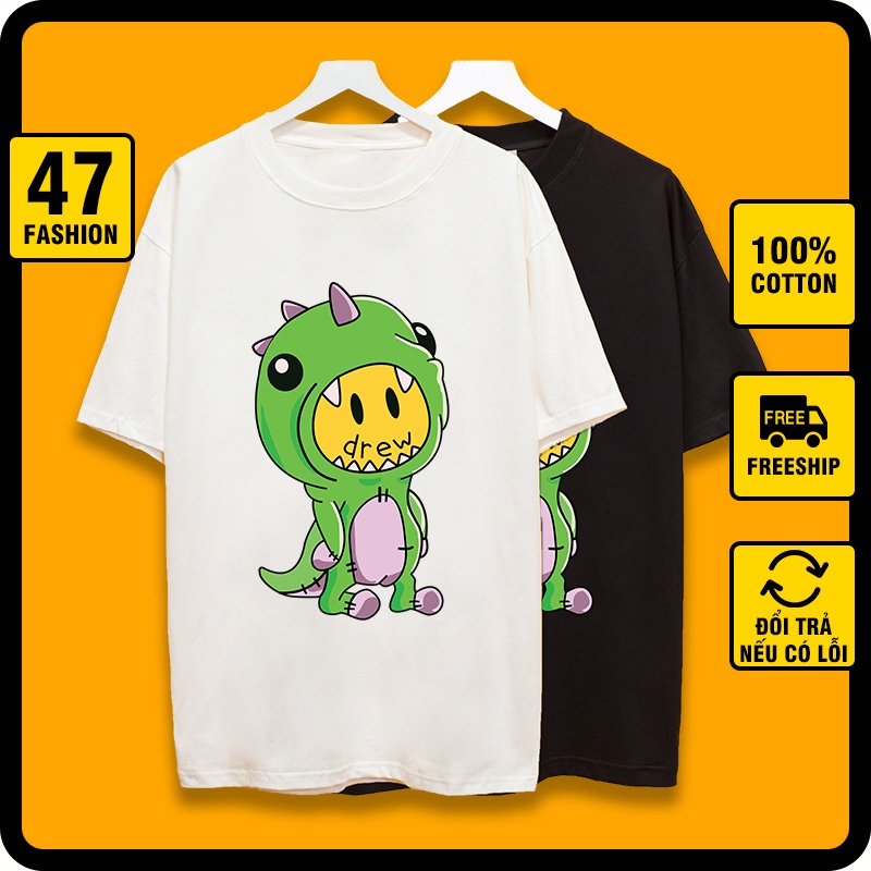 Áo thun unisex Drew Khủng Long áo phông tay lỡ nam nữ form rộng oversize cao cấp local brand 47 Fashion