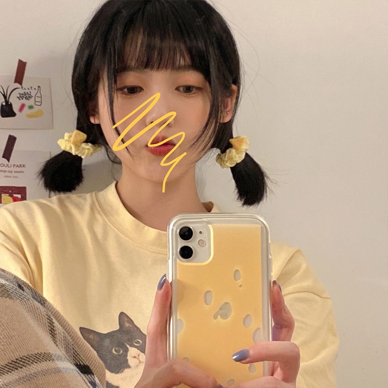 Dây Buộc Tóc Co Giãn Hình Phô Mai Hồng Macaron Dễ Thương Cho Bé Gái