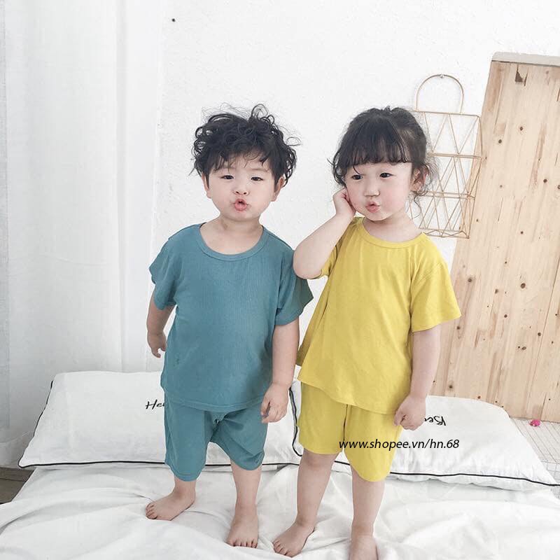 Bộ cộc tay cotton màu trơn cho bé trai và bé gái (HN 450)