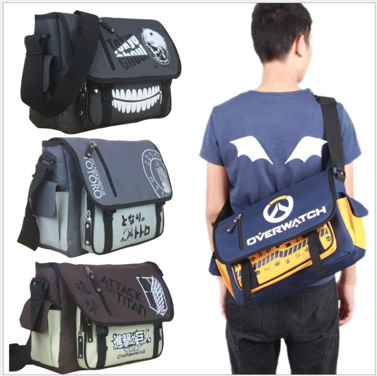 Nhật Bản Anime Overwatch Cosplay Messenger Bag School Học sinh Túi đeo vai Ken Kaneki Canvas Satchel Du lịch túi của nam giới Quà tặng