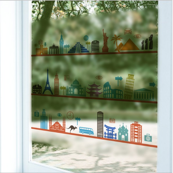 Decal trang trí kính cao cấp Thành Phố Sắc màu