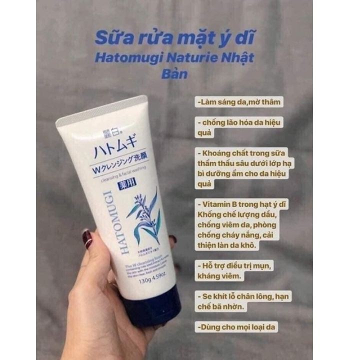 Sữa rửa mặt hatomugi 130g trắng da hạt ý dĩ CLEANSING &amp; FACIAL WASHING  NHẬT BẢN