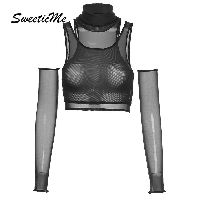 Áo Lưới Mỏng Cổ Cao Trong Suốt Kiểu Dáng Mới Dành Cho Nữ