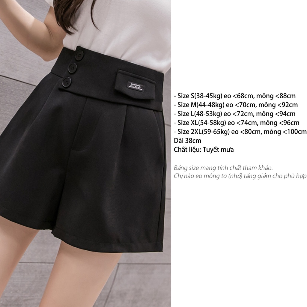 Quần short nữ ống rộng lưng cao DOLOXI cạp cao 3 khuy Hàn Quốc Q071