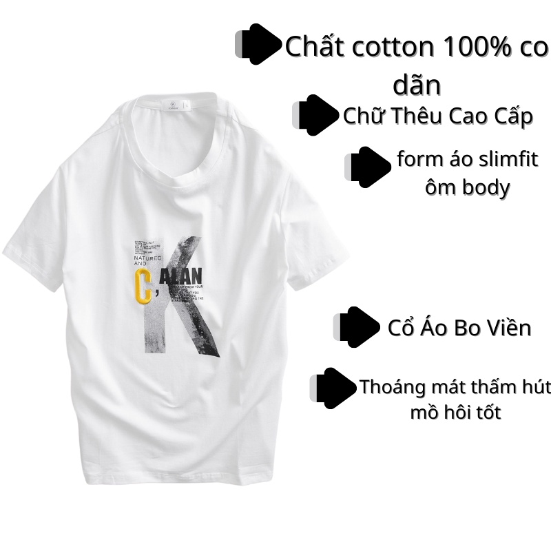 Áo Thun Phông Nam Basic Ngắn Tay Cổ Tròn Thêu Chữ Xuất Dư Cao Cấp Cực Xịn Cotton 100% Form slimfit