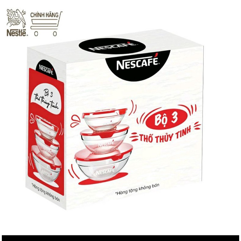 bộ 3 thố thủy tinh( hàng tặng nescafe)