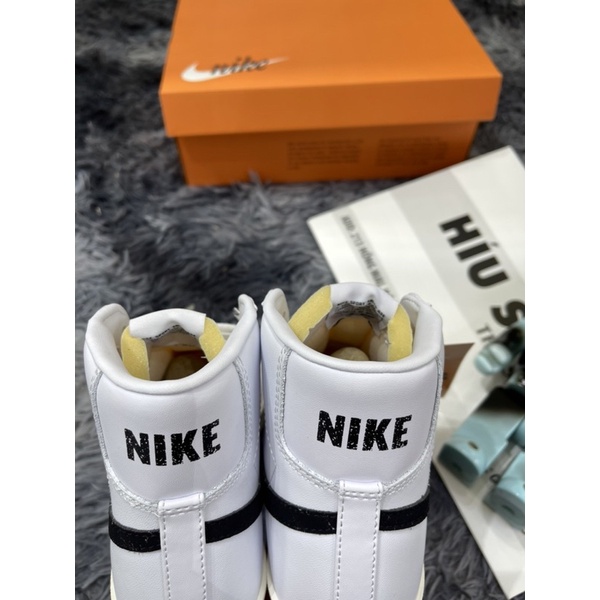 Giầy Thể Thao Blazer 77 Mid White Black logo đốm- ló Khâu trần bông