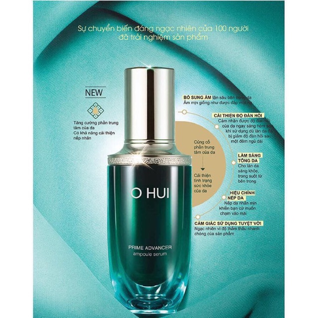 Tinh Chất Dưỡng Trắng, Căng Bóng Da Ohui Xanh Prime Advancer Ampoule Serum 20ml