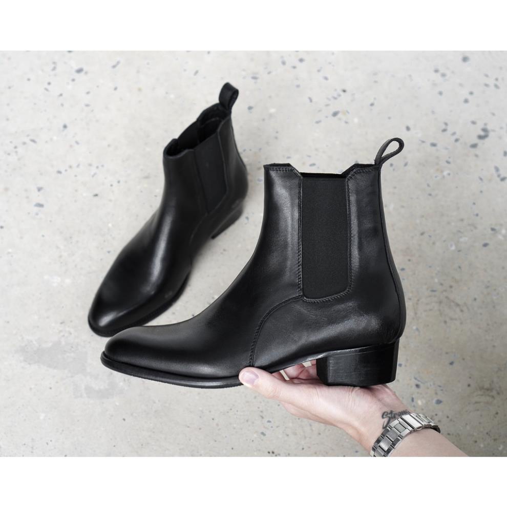 Giày Nam Chelsea Boot da trơn màu đen phù hợp nhiều loại phong cách