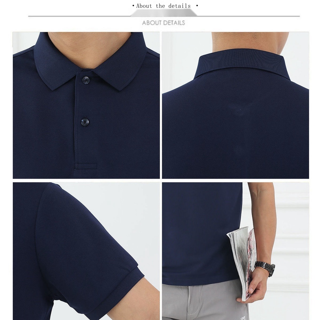 Áo polo Tay Ngắn Thoáng Khí Màu Sắc Đơn Giản Dành Cho Nam Giới Độ Tuổi Trung Niên