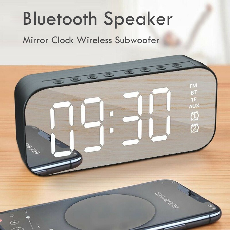 Loa Bluetooth Không Dây Tích Hợp Đồng Hồ Báo Thức Màn Hình LED Hiển Thị Âm Thanh Siêu Trầm