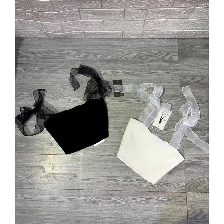 Áo thun nữ croptop, áo ống hai dây cột nơ | BigBuy360 - bigbuy360.vn