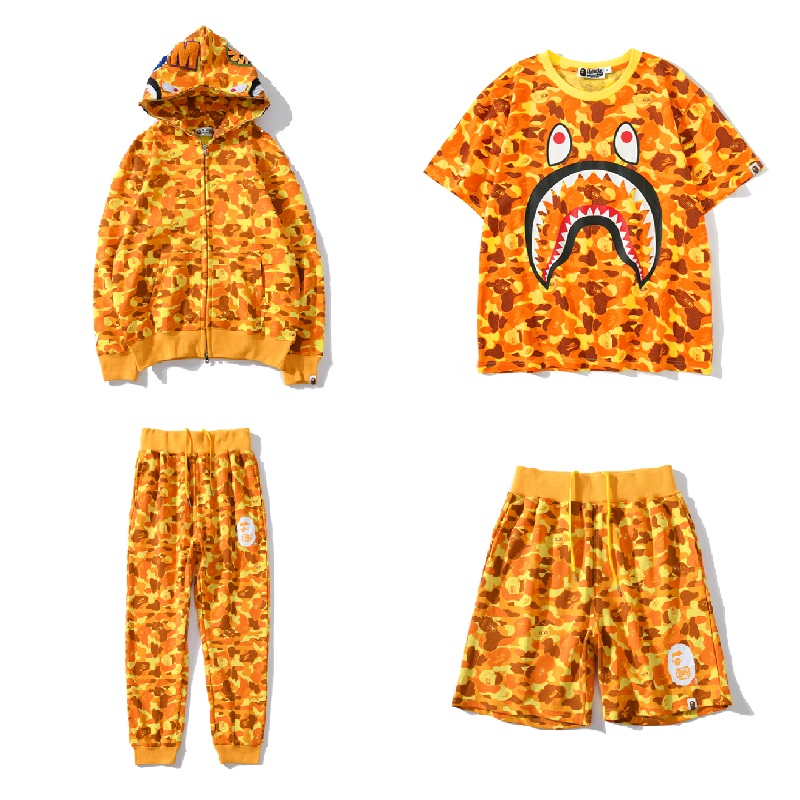 Bape Áo Hoodie Màu Cam In Hình Cá Mập Game PUBG Phiên Bản Kỷ Niệm