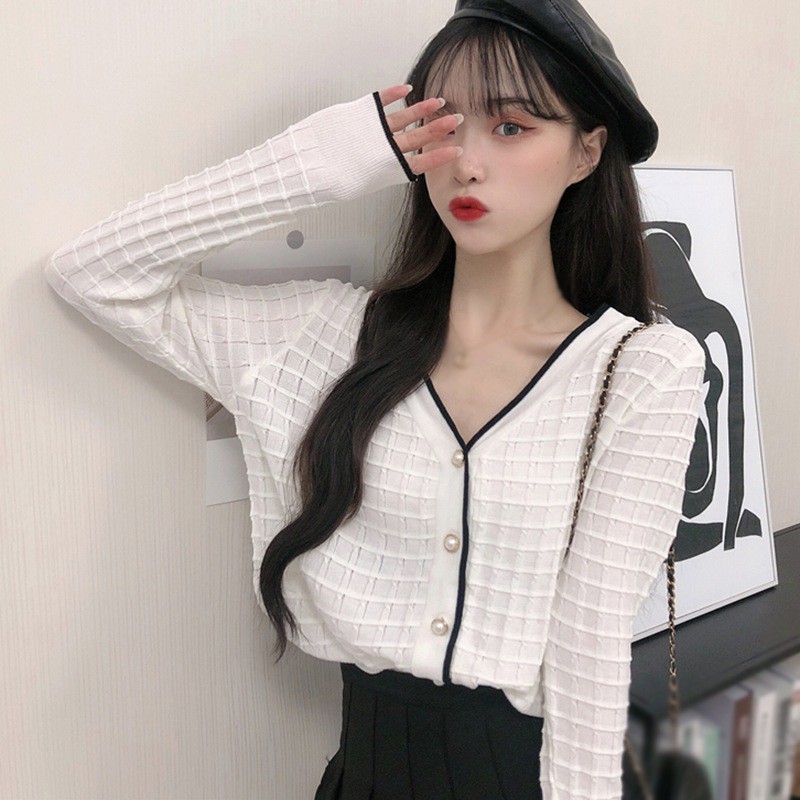 Áo Khoác Cardigan Dệt Kim Thiết Kế Đơn Giản Xinh Xắn Dễ Thương Cho Nữ