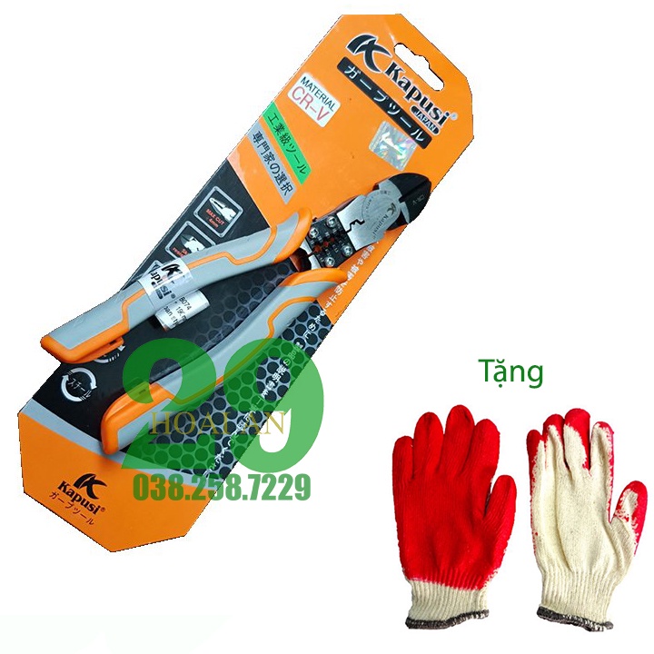 Kìm, Kềm Điện Và Cắt, Bấm Cos 1.0-6.0mm KAPUSI JAPAN Chính Hãng Tặng Găng Tay bảo hộ