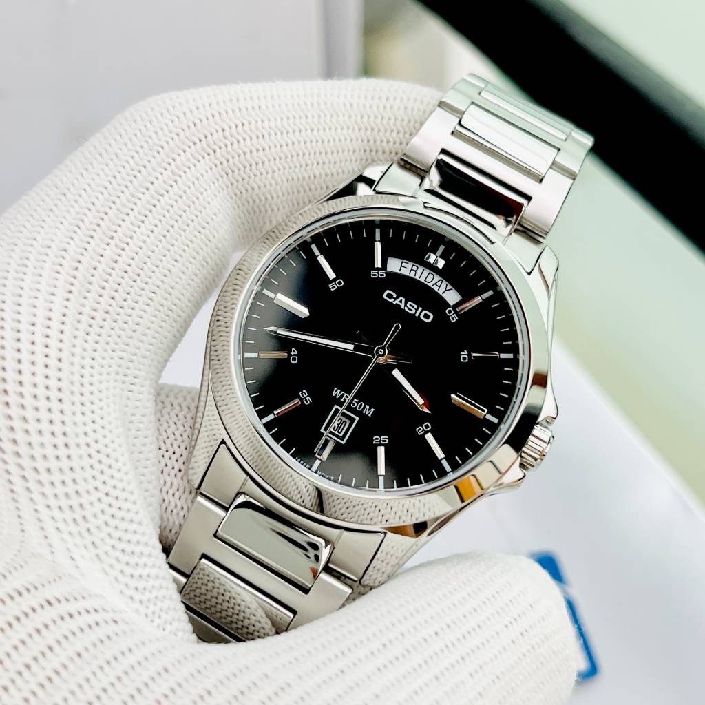 Đồng Hồ Nam Dây Thép Mặt Đen Casio MTP-1370D-1A Fullbox Bảo Hành 1 Năm Tại Đồng Hồ Doanh Nhân