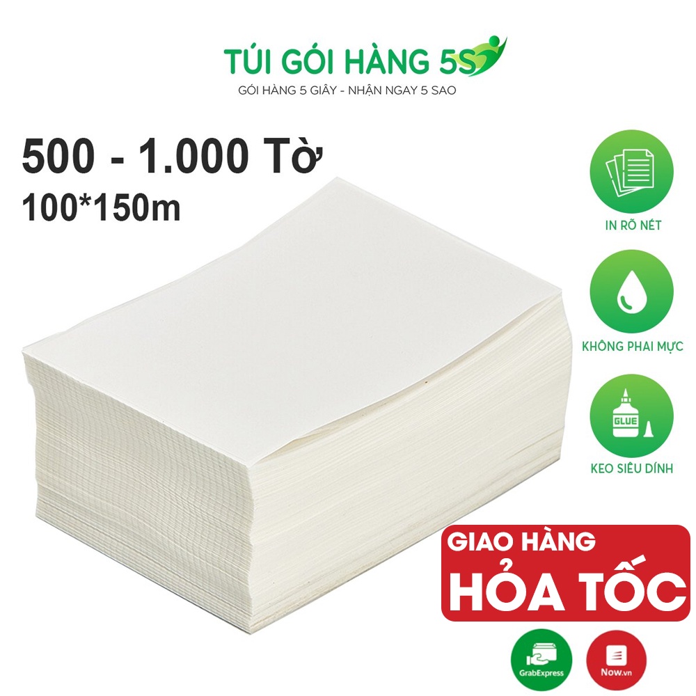 Giấy In Nhiệt Tự Dính A6 Tệp 500 tờ Có Sẵn Lớp Dán, In Đơn Thương Mại Điện Tử