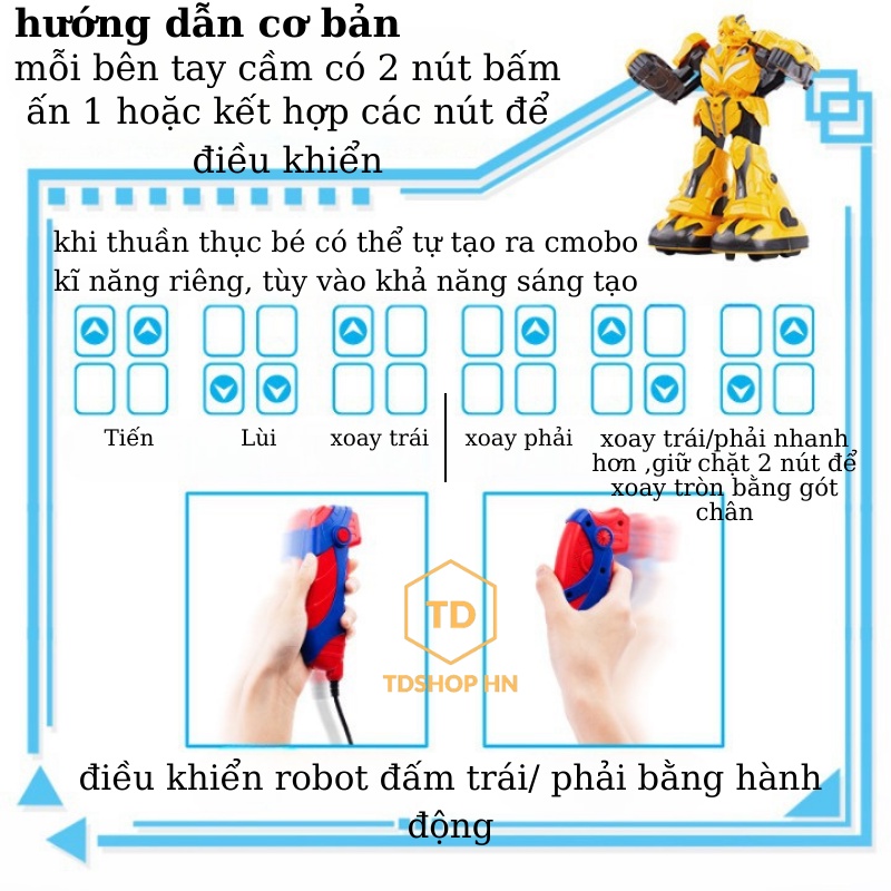 Robot đấm bốc điều khiển từ xa 2.4G cao cấp, Robot điều khiển từ xa chiến đấu có âm thanh và đèn led, tdshophn
