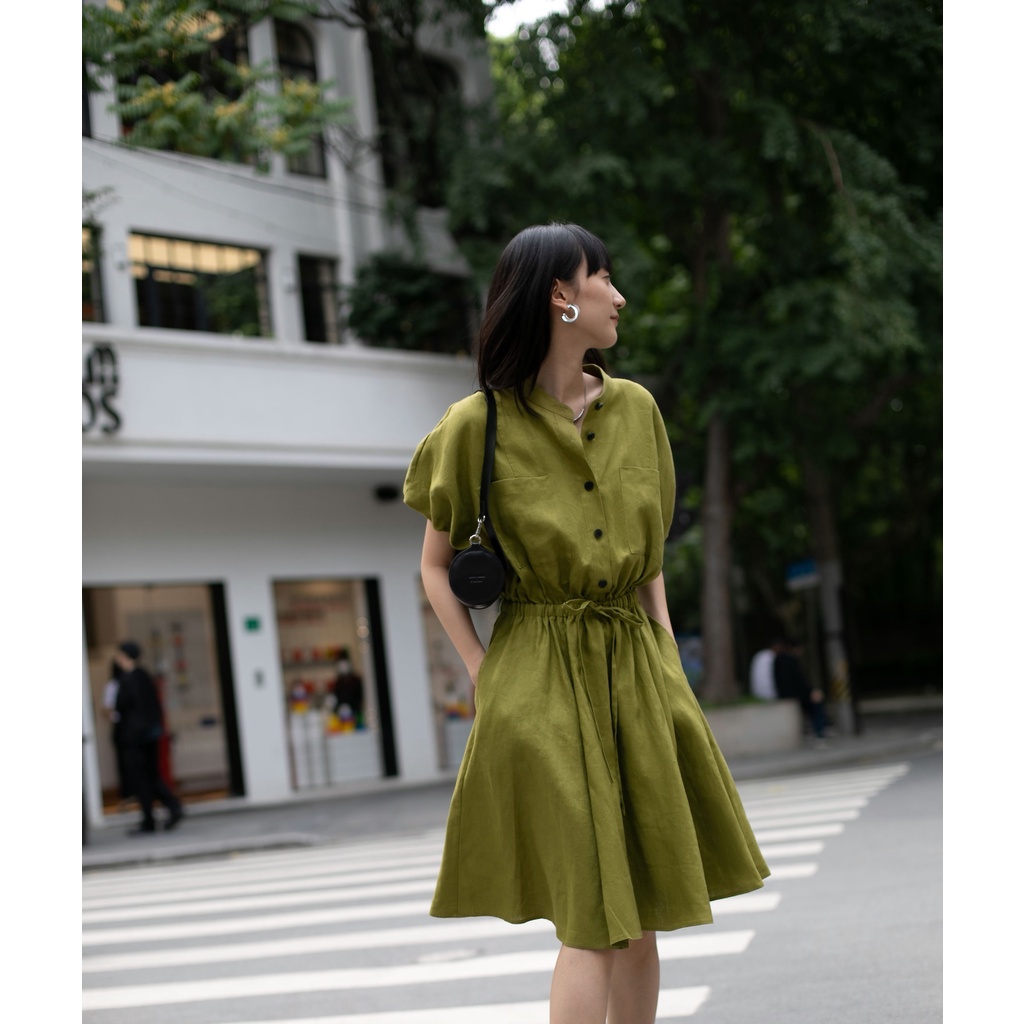 Đầm Linen eo bo chun Hina Salom