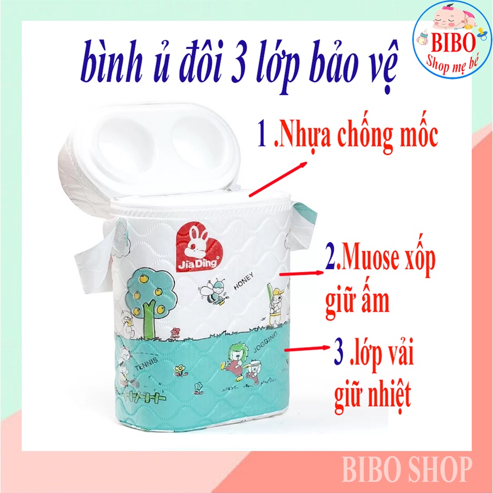 Bình Ủ Sữa Cho Bé, Bình Ủ Sữa Đôi, Bình Ủ Đôi Jiading ( đựng được 2 bình sữa cổ nhỏ )